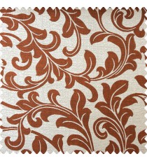 Brick brown and cream color beautiful traditional designs texture finished background swirls bold finished pattern polyester main curtain